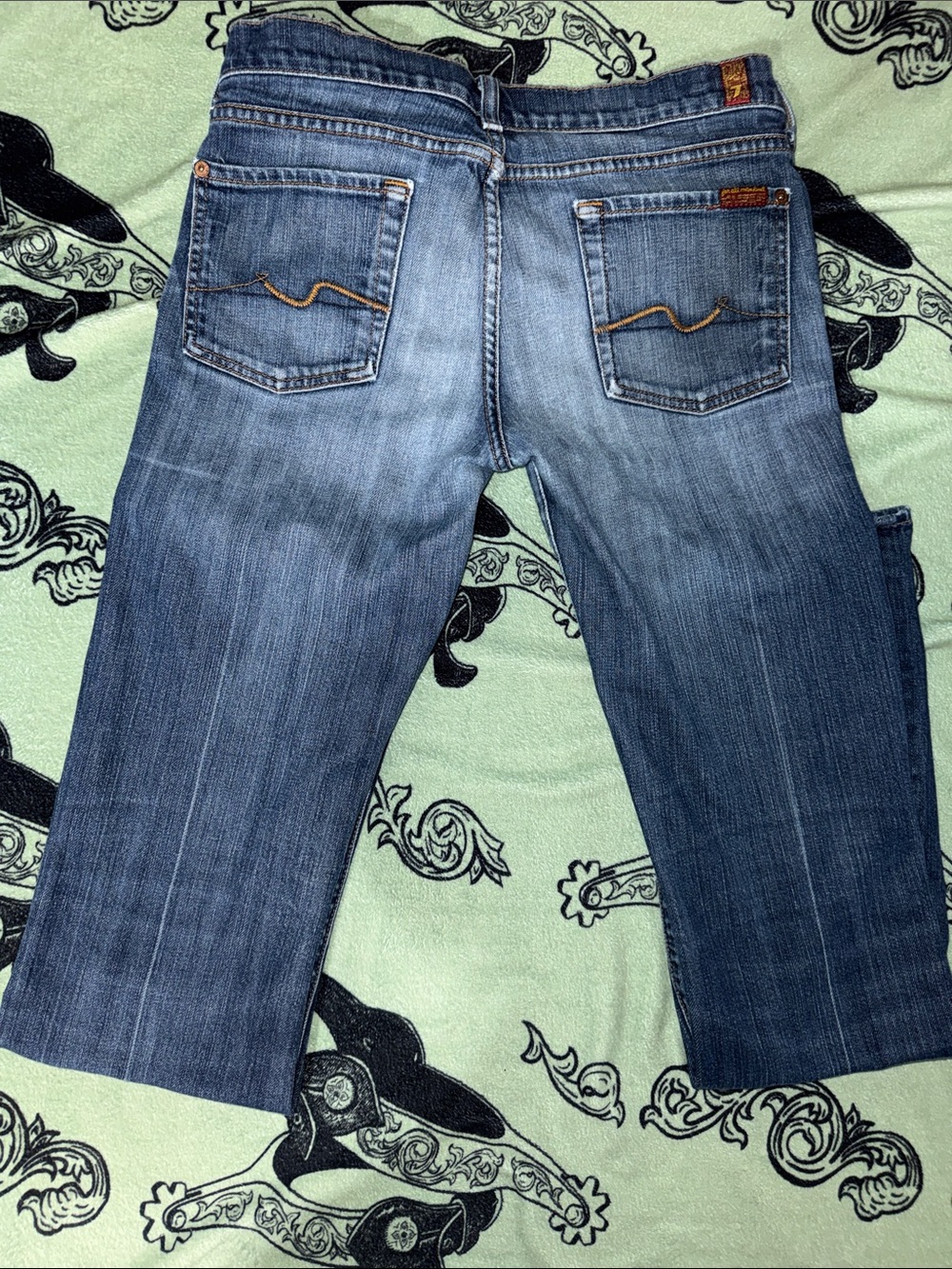 7 For All Mankind Women's Medium Blue Bootcut Jeans - Picture 6 of 10